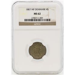 1807MF Denmark 4 Skilling Coin NGC MS62