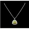 Image 1 : 14KT White Gold 25.72 ctw Opal and Diamond Pendant with Chain