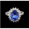 Image 2 : 14KT White Gold 3.63 ctw Tanzanite and Diamond Ring