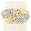 Image 1 : 14k Yellow Gold 0.75 ctw Pave Round E VS Diamond Cluster Puffed Band Bypass Ring