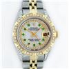 Image 1 : Rolex Ladies 2 Tone 14K MOP Emerald & Pyramid Diamond Diamond Datejust Wriswatch