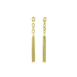 Link and Chain Tassel Post Earrings - Gold Plated