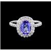 Image 2 : 1.78 ctw Tanzanite and Diamond Ring - 14KT White Gold