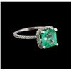 Image 1 : 3.32 ctw Emerald and Diamond Ring - 14KT White Gold