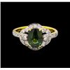 Image 2 : 2.45 ctw Green Sapphire and Diamond Ring - 18KT Yellow Gold