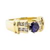 Image 1 : 1.23 ctw Blue Sapphire And Diamond Ring - 14KT Yellow Gold