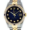 Image 2 : Rolex Mens 2 Tone 14K Blue Vignette Diamond & Sapphire Datejust Wristwatch