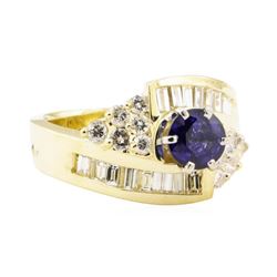 2.06 ctw Blue Sapphire And Diamond Ring - 14KT Yellow Gold