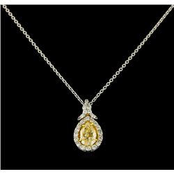 EGL USA Cert 1.28 ctw VS1 Fancy Yellow Diamond Pendant With Chain - Platinum