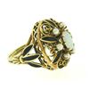 Image 4 : 14k Yellow Gold Opal Pearl Black Enamel Large Dome Ladies Cocktail Ring