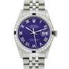 Image 1 : Rolex Mens Stainless Steel Purple Roman Diamond & Sapphire Datejust Wristwatch