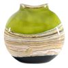 Image 1 : "Lime Flat Vessel" Hand Blown Glass Vase Sculpture, Hand Signed by GartnerBlade Glass.