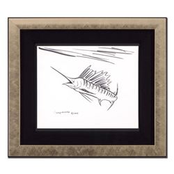 Wyland, "Swordfish" Framed Original Sketch, Hand Signed with Certificate of Authenticity.