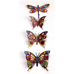 Patricia Govezensky- Original Painting on Cutout Steel (Set of 4) "Set of 4 Butterflies"