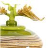 Image 2 : "Small Lime Covered Bowl" Hand Blown Glass Bowl Sculpture, Hand Signed by GartnerBlade Glass.