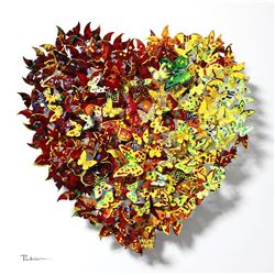 Patricia Govezensky- Original 3D Metal Art on Wood "Heart"