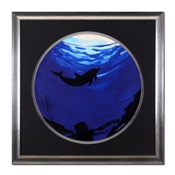 Wyland -"Dolphin" Framed Original Watercolor Painting, Hand Signed with Certificate of Authenticity.