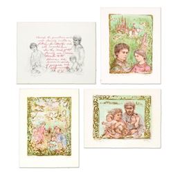 Edna Hibel (1917-2014), "The Family Suite Edition I" 4-Piece Limited Edition Lithograph Suite, Numbe