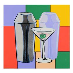 Steve Kaufman (1960-2010), "Martini" Hand Embellished Limited Edition Hand Pulled Silkscreen on Canv