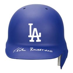 Taron Egerton Autographed LA Dodgers Rawlings Authentic On Field Batting Helmet with 'Rocketman'