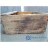 Image 2 : **Vintage Brown Suitcase & Wooden Linseed Oil Crate