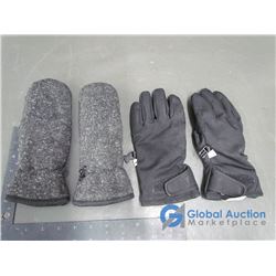 Black Hotpaws Gloves (m) & Fleece Mits Grey