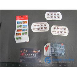 Gift Card For The Keg $25, Canada Post Stamps