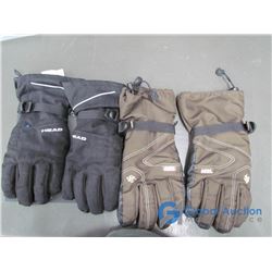 Men's ABK Ski Gloves Brown Size L, Men's Head Ski Mitts Black Size M