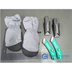 Gusti Ski Mits Grey PHC Box Cutters in Clip on Holders