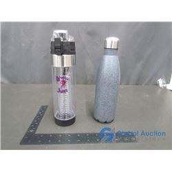 Metal Water Bottle Grey and Booster Juice Water Bottle