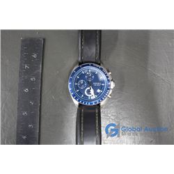 Mens Fossil Blue Face Watch w/ Leather Band