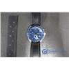 Image 1 : Mens Fossil Blue Face Watch w/ Leather Band