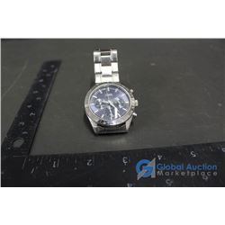 Mens Guess Blue Face Watch w/ Metal Band