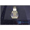 Image 2 : Mens Large Faced Gold Coloured Watch w/Metal Band
