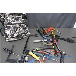 Assorted Tools w/ Camo Backpack