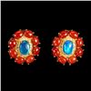 Image 1 : Natural Blue Opal & Italian Coral Earrings