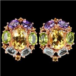 Natural TOPAZ AMETHYST CITRINE & PERIDOT Earrings