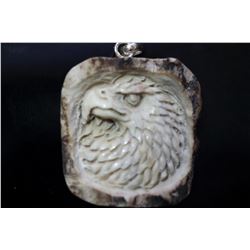 Hand Carved Antler Eagle Pendant