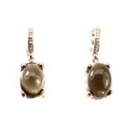 Natural 14x10mm Top Smoky Quartz White Topaz Earrings