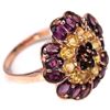 Image 3 : NATURAL MULTI COLOR CITRINE RHODOLITE GARNET Ring