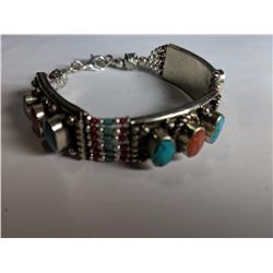 Tibet Hand Made Turquoise & Coral Bracelet