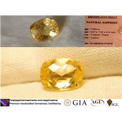 Strong Gold/Yellow Sapphire, unheated | GIA 1.82 ct