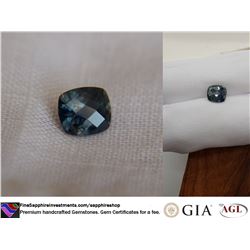 greenish-Blue Sapphire, checkerboard | GIA 2.10 ct