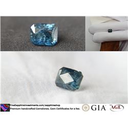 Blue-Green Madagascar Sapphire, hand-cut, GIA 3.05 ct