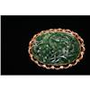 Image 1 : Carved Green Jade Brooch/Pin in 14K Yellow Gold #836291