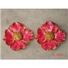 Image 1 : Pink Flower Handpainted Porcelain Earrings #844129