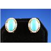 Image 1 : 14K Gold Turquoise and Diamond Estate Earings #847590