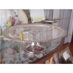 GORGEOUS ANTIQUE SILVERPLATE FOOTED CAKESTAND #848161