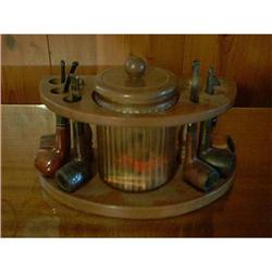 Vintage Pipe Stand Glass Jar and 6 Pipes #854168
