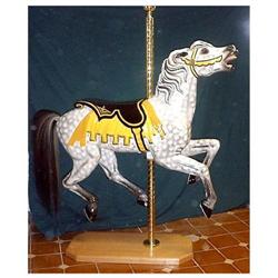 Carousel Horse Stand, 5 Foot Oak  & Brass  Pole #854179